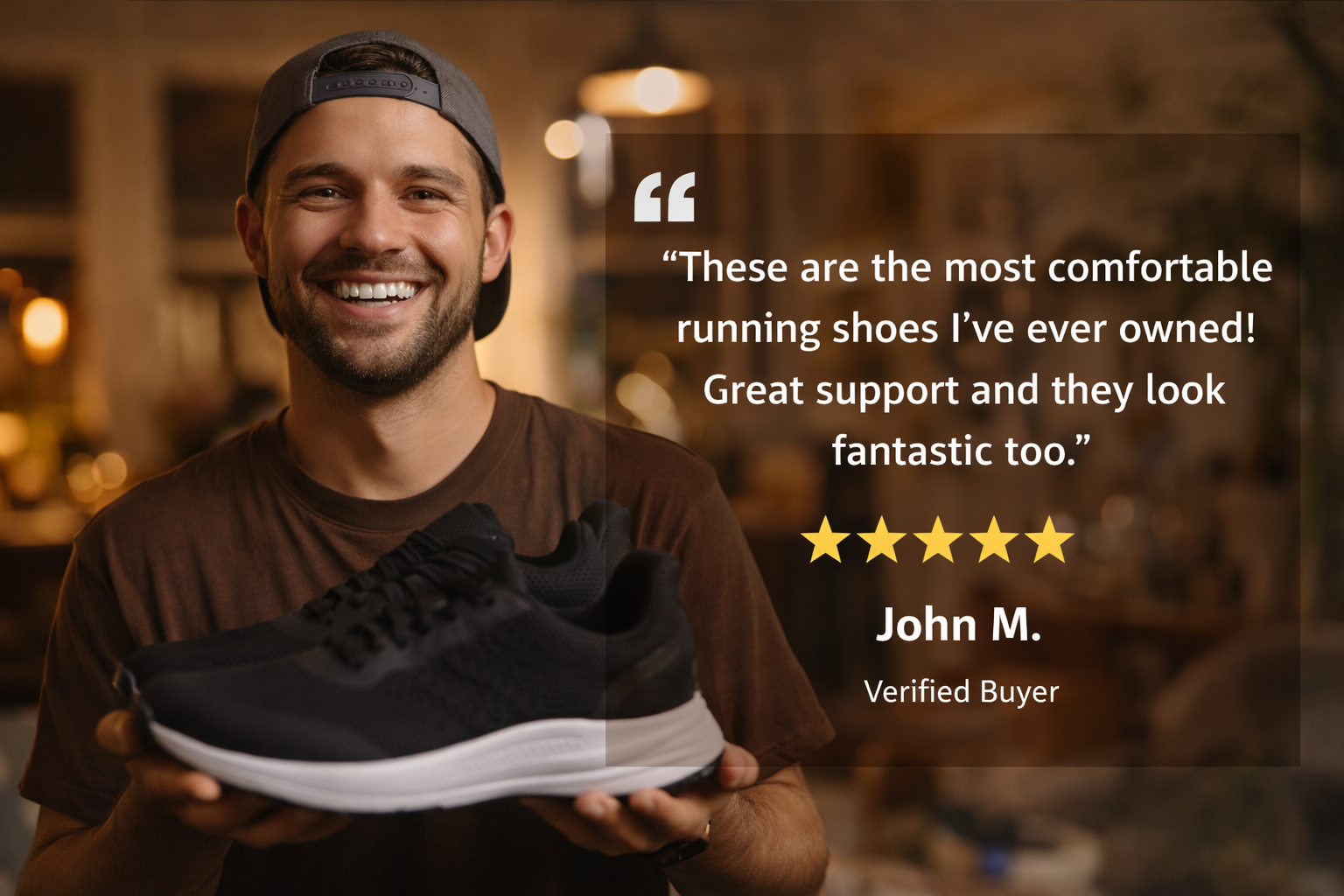 Comfortable shoes, happy customer smile