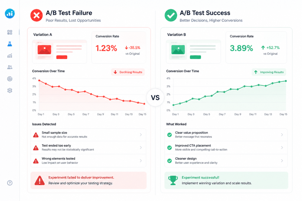 AB test comparison dashboard Example