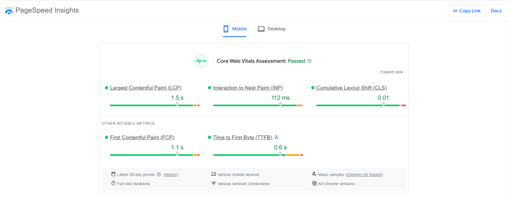 Core web vitals