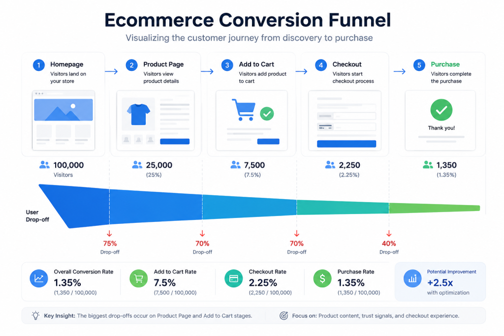 Ecommerce conversion funnel analysis