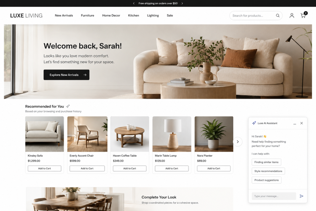 Modern home décor shopping experience